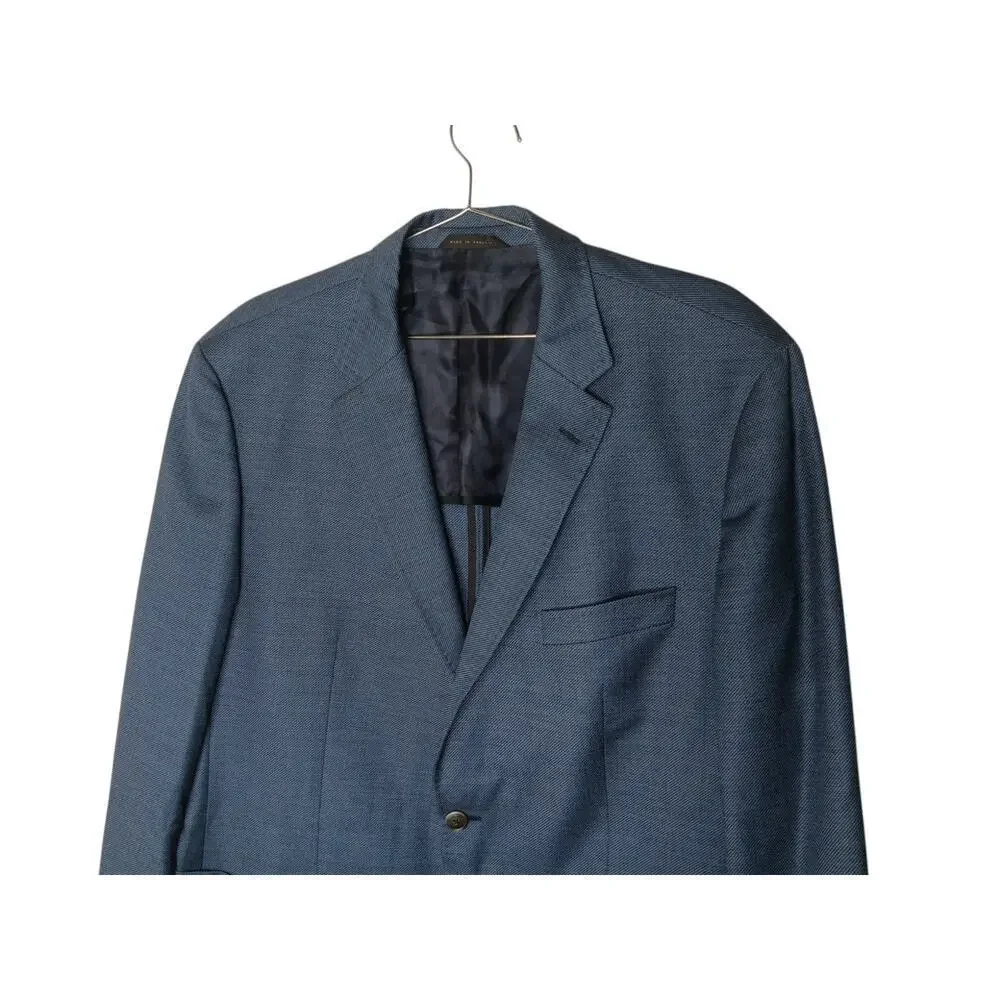 BOSS Men’s 46R Dark Blue Virgin Wool Blazer Sport Coat Croatia 3-Button 100% Woo